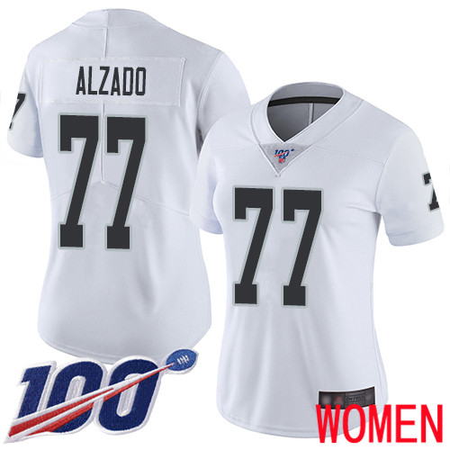 Oakland Raiders Limited White Women Lyle Alzado Road Jersey NFL Football 77 100th Season Vapor Jersey